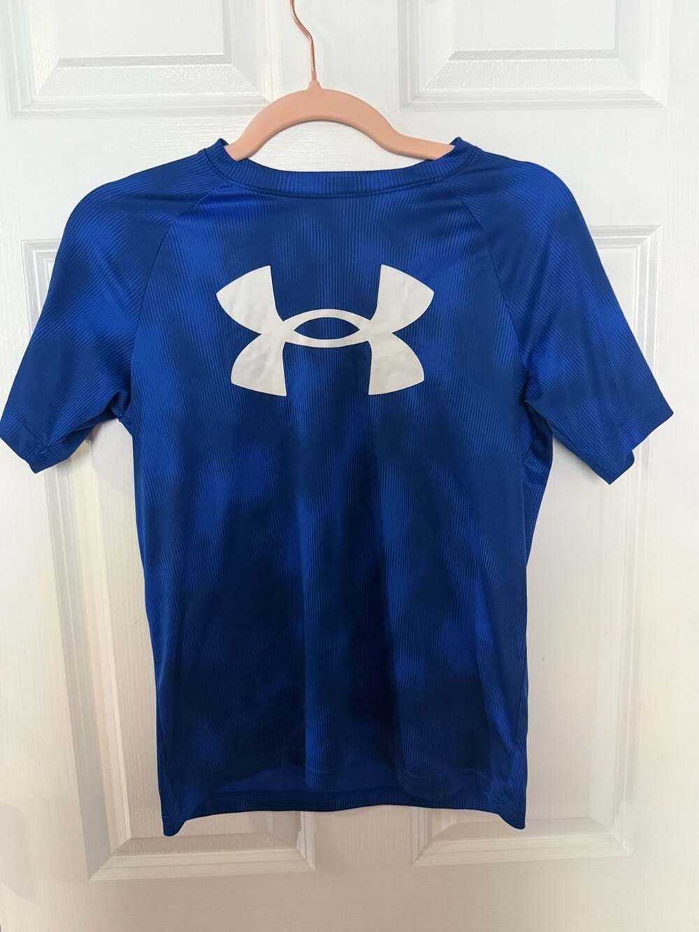 Under Armour Boys Blue Logo Performance T-Shirt Size YLG